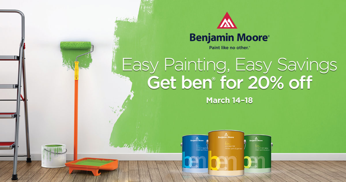 Easy Painting, Easy Savings. Get ben for 20% off!
